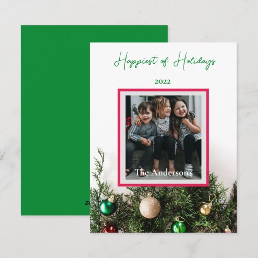 Aangepaste foto Feestdagen Ornamenten dennentakken Feestdagenkaart (Voorkant / Achterkant)