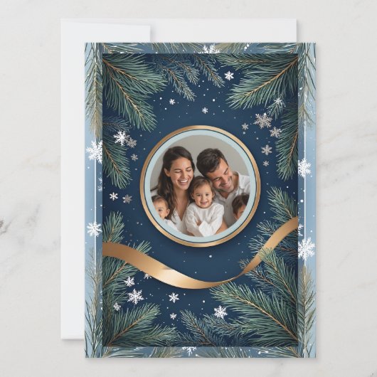Aangepaste foto 📸 Feestelijke dennentak Kerstmis Kaart (Voorkant)