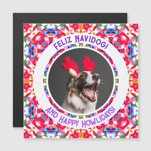 Aangepaste foto Feliz Navidad grap kerst hond pupp (Voorkant / Achterkant)