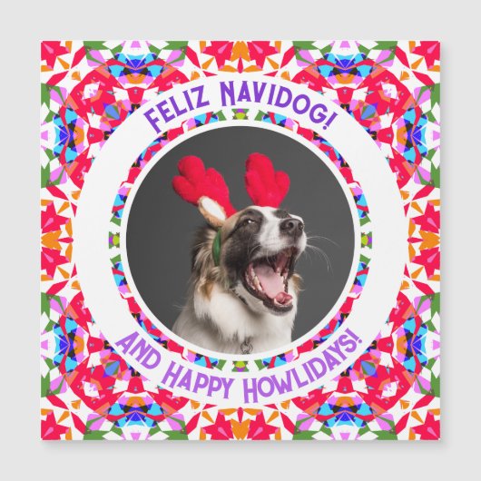 Aangepaste foto Feliz Navidad grap kerst hond pupp (Voorkant)