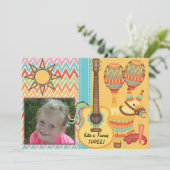 Aangepaste foto Fiesta Birthday Uitnodiging (Staand voorkant)