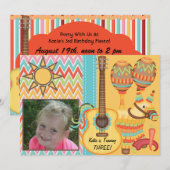 Aangepaste foto Fiesta Birthday Uitnodiging (Voorkant / Achterkant)