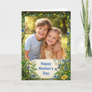 Aangepaste foto Fijne Moederdag bloemstuk Kaart