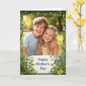 Aangepaste foto Fijne Moederdag bloemstuk Kaart (Gele Bloem)