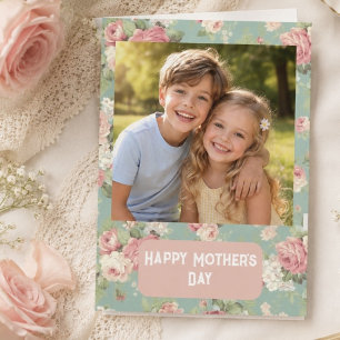 Aangepaste foto Fijne Moederdag bloemstuk Kaart