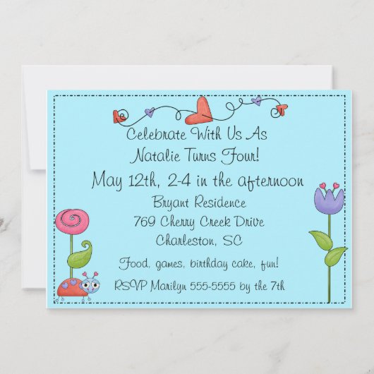 Aangepaste foto Filitaire Bug Birthday Uitnodiging (Achterkant)