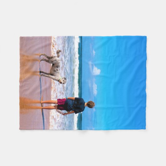 Aangepaste foto fleece deken met uw huisdier foto' (Voorkant (Horizontaal))