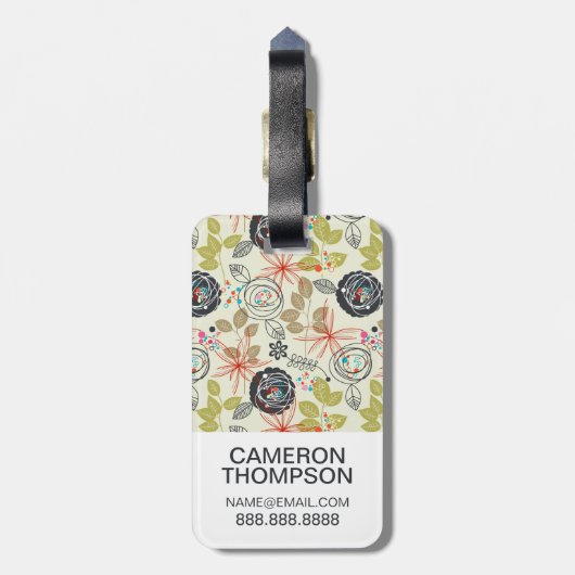Aangepaste foto Floral achtergrond 3 Bagagelabel (Achterkant verticaal)