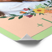 Aangepaste foto Floral Mint Green en Roze Poster (Hoek)