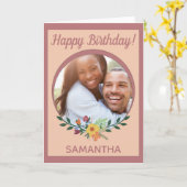 Aangepaste foto Floral Pink Aangepaste verjaardag Kaart (Gele Bloem)