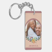 Aangepaste foto Floral Pink op maat Sleutelhanger (Voorkant Links)