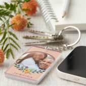 Aangepaste foto Floral Pink op maat Sleutelhanger (Voorkant Rechts)