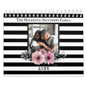 Aangepaste foto Floral Stripes Creëer Your Own 20 Kalender