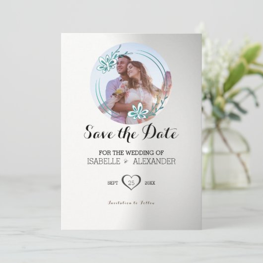 Aangepaste foto Floral Wreath Invitation Kaart (Staand voorkant)