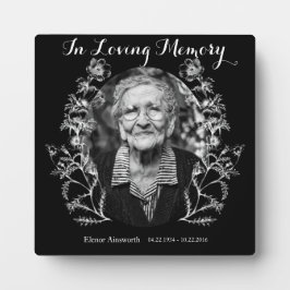 Aangepaste foto Flower Black White Memorial Fotoplaat