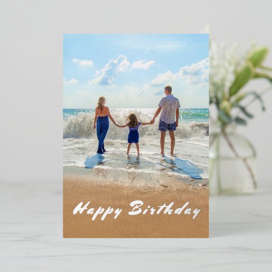 Aangepaste foto Folie geboortedag Kaart Uw familie (Staand Voorkant)