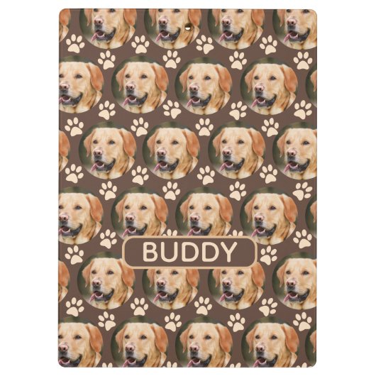 Aangepaste foto foto foto Pattern Dog Name Spiral Klembord (Achterkant)