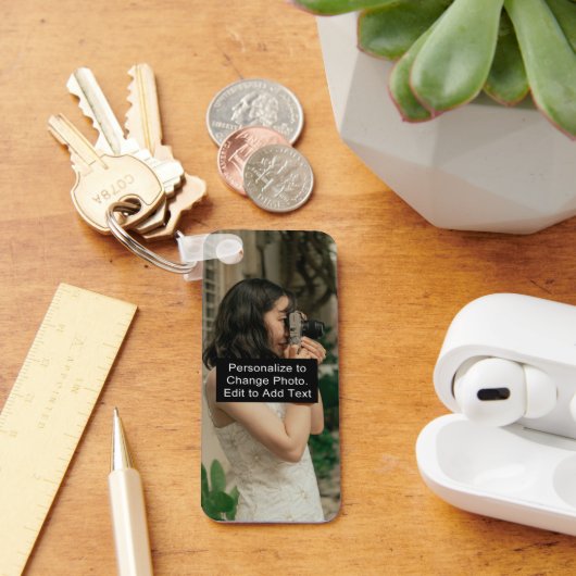 Aangepaste foto-foto-naam Monogram citaat Aluminiu Sleutelhanger (Bureau)