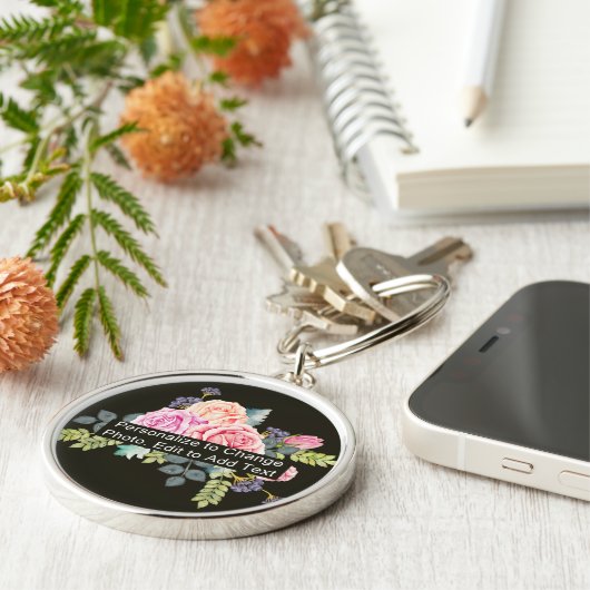 Aangepaste foto foto-naam Monogram prijsopgave Gro Sleutelhanger (Zijkant)