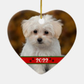 Aangepaste foto foto Pet ~ Dubbelzijdig hart Keramisch Ornament (Achterkant)