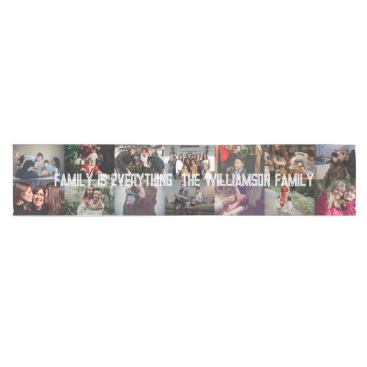 Aangepaste foto foto's Collage Familienaam 14 Fami Korte Tafelloper (Horizontaal)