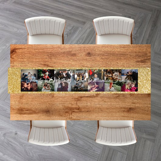 Aangepaste foto foto's Collage Familienaam 14 Fami Korte Tafelloper