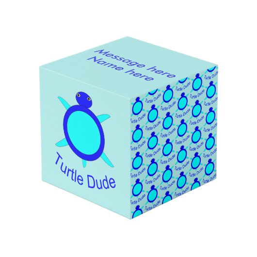 Aangepaste foto foto's van Bright Blue Turtle Dude Kubus (Voorkant hoekig)