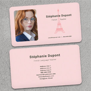 Aangepaste foto - Franse leraar roze Visitekaartje