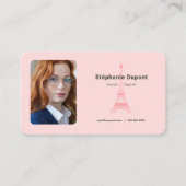 Aangepaste foto - Franse leraar roze Visitekaartje (Voorkant)