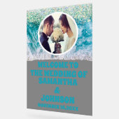 Aangepaste Foto Frosted Beach Wedding Welkom Acryl Bord (Hoek)