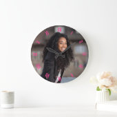 Aangepaste foto Fuchsia Roze Romeinse cijfers Grote Klok (Huis)