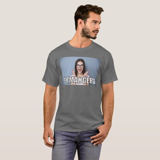 Aangepaste foto Funny Ermahgerd Meme Style T-shirt (Voorkant volledig)