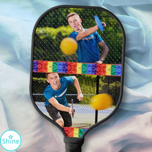 Aangepaste foto-Gay LGBTQ Rainbow Flag Gay Pride Pickleball Paddle