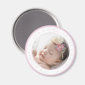 Aangepaste foto geboorte meisje gelegenheid eenvou magneet (Voorkant / Achterkant)