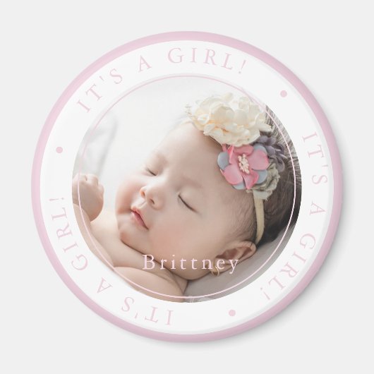 Aangepaste foto geboorte meisje gelegenheid eenvou magneet (Voorkant)