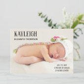 Aangepaste foto geboorteaankondiging babymeisje aankondiging (Staand voorkant)