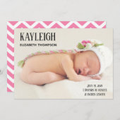 Aangepaste foto geboorteaankondiging babymeisje aankondiging (Voorkant / Achterkant)