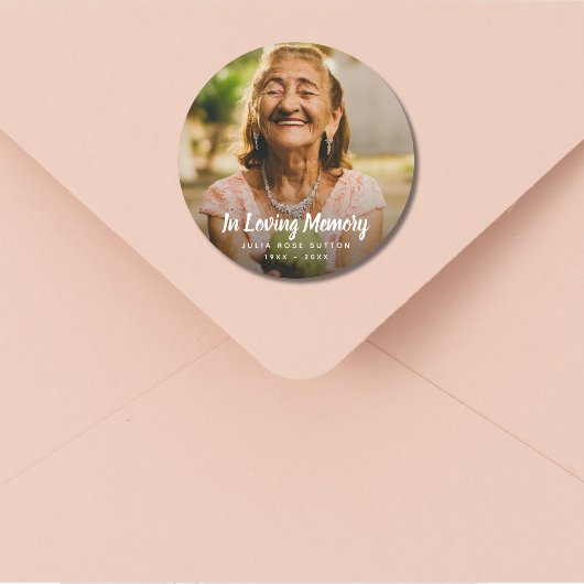 Aangepaste foto gedenkteken eerbetoon begrafenis d ronde sticker