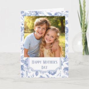 Aangepaste foto Gefeliciteerd mama blauwe toile Kaart