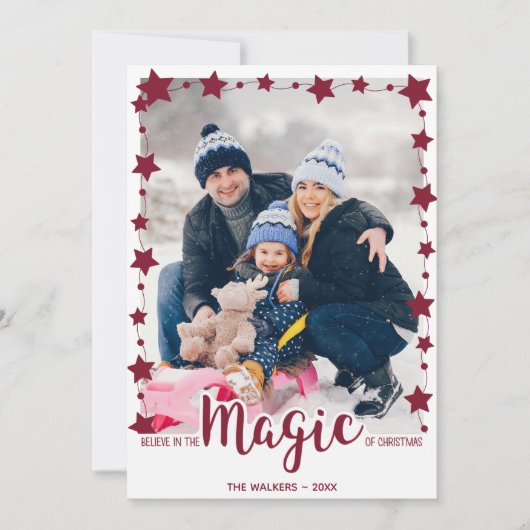 Aangepaste foto Geloof in de magie van Kerstmis Feestdagenkaart (Voorkant)