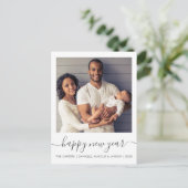 Aangepaste foto Gelukkig Nieuwjaar Grijs Schrift Feestdagenkaart (Staand voorkant)