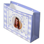 Aangepaste foto Gelukkige 17e Verjaardag Paarse Bl Groot Cadeauzakje (Voorkant Gekanteld)