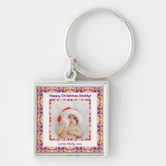 Aangepaste foto Gelukkige Kerstmis Jolly Papa Papa Sleutelhanger (Voorkant)