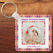 Aangepaste foto Gelukkige Kerstmis Jolly Papa Papa Sleutelhanger (Voorkant)