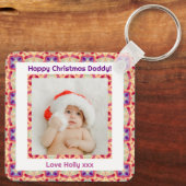 Aangepaste foto Gelukkige Kerstmis Jolly Papa Papa Sleutelhanger (Achterkant)