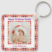 Aangepaste foto Gelukkige Kerstmis Jolly Papa Papa Sleutelhanger (Achterkant)
