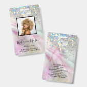 Aangepaste foto gemarmerd holografisch glitter per badge (Voor- en achterkant)