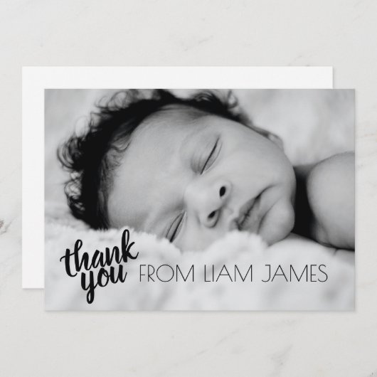 Aangepaste foto Genderneutraal script - Hartelijk  Aankondiging (Voorkant / Achterkant)