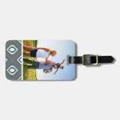 Aangepaste foto Geometrische retro ikat tribaal pa Bagagelabel (Voorkant horizontaal)