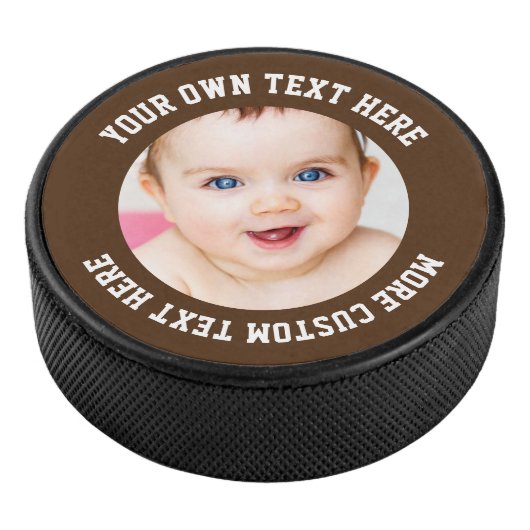 Aangepaste foto gepersonaliseerd bruin hockey puck (3/4)